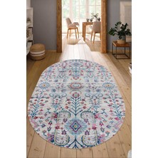 Napoli Home Dijital Baskılı Kaymaz Taban Yıkanabilir Oval Salon Halısı Mutfak Halısı Yolluk NDO-HT-755