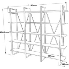 Yurudesign ML4 5 Raflı Iron Metal Kitaplık 220 x 34 x 180 cm