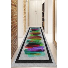 Dijital Baskılı Kaymaz Taban Yıkanabilir Modern Yolluk ve Koridor Halısı NDU-HS-251