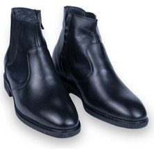 Elevold El Yapımı Chelsea Model Siyah +7/+9cm Boy Uzatan Gizli Topuklu Erkek Bot Kısa Çizme