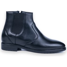 Elevold El Yapımı Chelsea Model Siyah +7/+9cm Boy Uzatan Gizli Topuklu Erkek Bot Kısa Çizme