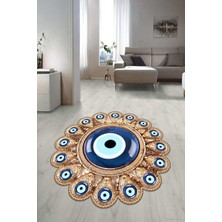 Dijital Baskılı Kaymaz Taban Yıkanabilir Yuvarlak Lazer Kesim Salon Halısı Paspas NLZR-HT-1235