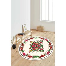 Napoli Home Dijital Baskılı Kaymaz Taban Yıkanabilir Yuvarlak Salon Halısı Koridor Halısı Paspas NDY-HY-1353