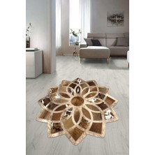 Napoli Home Dijital Baskılı Kaymaz Taban Yıkanabilir Yuvarlak Lazer Kesim Salon Halısı Paspas NLZR-HT-1232