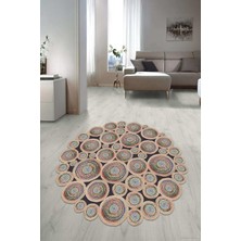 Napoli Home Dijital Baskılı Kaymaz Taban Yıkanabilir Yuvarlak Lazer Kesim Salon Halısı Paspas NLZR-SD-105