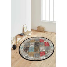 Napoli Home Dijital Baskılı Kaymaz Taban Yıkanabilir Yuvarlak Salon Halısı Koridor Halısı Paspas Ndy-Hk-11