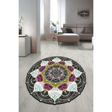 Dijital Baskılı Kaymaz Taban Yıkanabilir Yuvarlak Lazer Kesim Salon Halısı Paspas NLZR-HT-1608