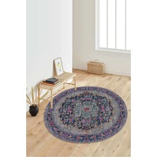 Napoli Home Dijital Baskılı Kaymaz Taban Yıkanabilir Yuvarlak Salon Halısı Koridor Halısı Paspas NDY-HT-753