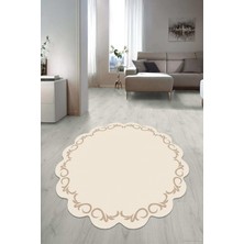 Napoli Home Dijital Baskılı Kaymaz Taban Yıkanabilir Yuvarlak Lazer Kesim Salon Halısı Paspas NLZR-SD-107