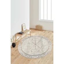 Napoli Home Dijital Baskılı Kaymaz Taban Yıkanabilir Yuvarlak Salon Halısı Koridor Halısı Paspas NDY-HT-399