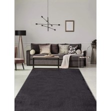 Valery Home Comfort Post Yumuşak Dokulu Antrasit Overloklu Peluş Halı
