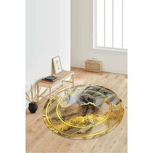 Dijital Baskılı Kaymaz Taban Yıkanabilir Yuvarlak Salon Halısı Koridor Halısı Paspas NDY-HY-1044