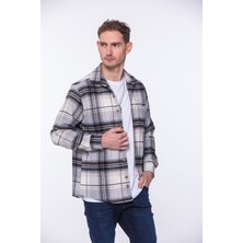 Fitmens Erkek Oversize Yeni Sezon Gömlek Yaka Pamuklu Oduncu Hediye Kutulu Gömlek G04 - Gri