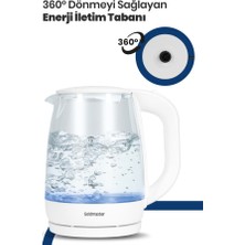 Goldmaster Blue 2200 Watt 1.7 Litre Işıklı Cam Kettle Su Isıtıcı Beyaz