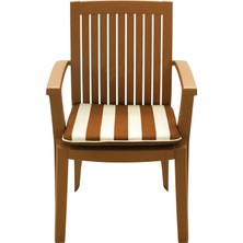 Papatya Koltuk Minderi Teak Ekru Çizgili 47 cm x 47 cm Kare