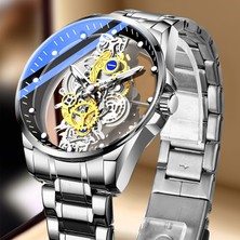 Hainan Shenda Şeffaf Ajur Tam Otomatik Mekanik Saat - Gümüş (Yurt Dışından)