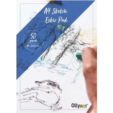 Olly Art Eskiz Defteri A-4 Dokulu Kağıt Kara Kalem Çalışma Defteri 50 Yaprak 90 gr 21X29,7 cm 1 Paket