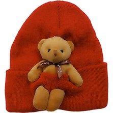 Linotti Ayıcıklı Örgü Çocuk Bere Kırmızı