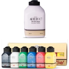 Artdeco Akrilik 500 ml Beyaz ve 6X75 Canlı Renkler Set