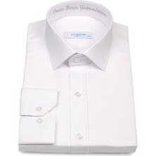 Fitmens Erkek Slim Fit Uzun Kol Ömür Boyu Yakandayım Nakışlı Hediye Kutulu Gömlek - Beyaz