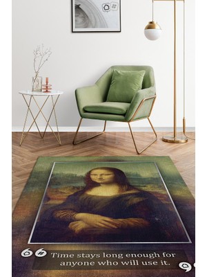 Homshtag Mona Lisa Da Vinci Dokuma Tabanlı Yıkanabilir Kaymaz Sanat Sever Halısı