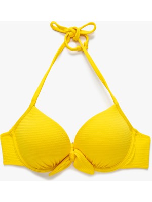 Koton Push Up Bikini Üstü Dokulu Boyundan Bağlamalı Fiyonk Detaylı