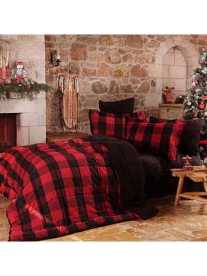 Karaca Home Mountain Tek Kişilik Kırmızı-Siyah Desenli Cozy Comfort Pamuk Yatak Seti 160 x 220 cm