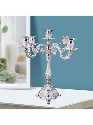 Şamdan Partisi Retro Candle Tutucu Retro Romantik Candelabra Centerpiece 5 Kol