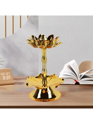 Alaşım Lotus Oyma Mum Tutucu Stant Tereyağı Lambası Tutucu Şamdan Dekor 6.6X11.0CM