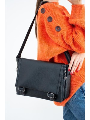 İmpolo Havin Siyah Kadın Omuz Çanta 26X35 Ebat