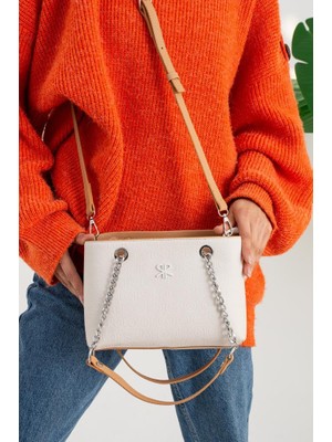 İmpolo Lorin Krem Taba Kadın Omuz Çanta 18X26 Ebat