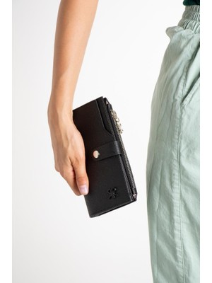 İmpolo Solin Siyah  Kadın El ve Cep Cüzdanı 10X18.5 Ebatında
