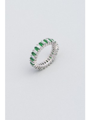 So CHIC Yakamoz Yeşili 18 Ayar Beyaz Altın Kaplama Gümüş Yüzük