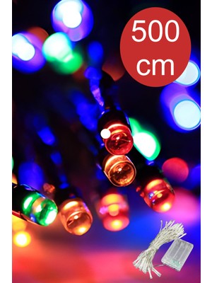 Ecuy Yılbaşı Süs LED Işık 50 Ledli Multıcolor Renkli Pilli LED Işık Yılbaşı Ağaç Süs 2 Farklı Mod 500CM