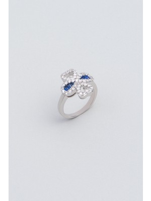 So CHIC Yakamoz Mavisi 18 Ayar Beyaz Altın Kaplama Gümüş Yüzük