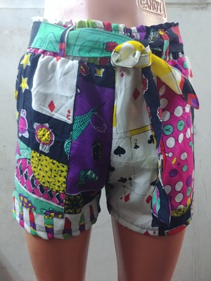 Butik Beli Lastikli Kuşaklı Cepli  Viskon Şort