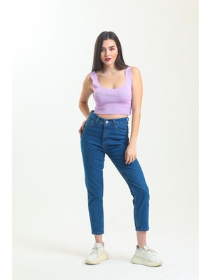 Shevega Mavi Mom Jean Kot Pantolon
