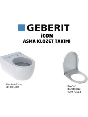 Geberit Icon Asma Klozet 53 cm (Gizli Montaj) – Icon Soft Klozet Kapak, Beyaz 501.003.00.1-500.670.01.1