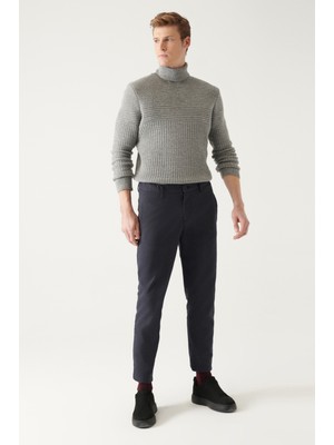 Avva Erkek Antrasit Beli Lastikli Slim Fit Dar Kesim Chino Pantolon A22Y3037