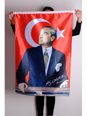 Zc Bayrak Atatürk Baskılı Türk Bayrağı Raşel Kumaş Dijital Baskı 200x300 cm
