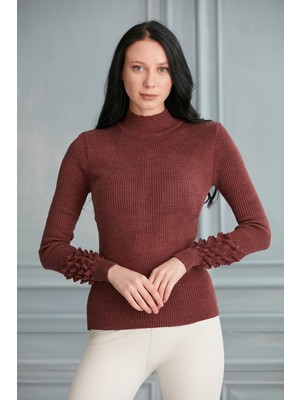 Jerusalema Kadın Vişne Çürüğü Kol Detaylı Trikokazak