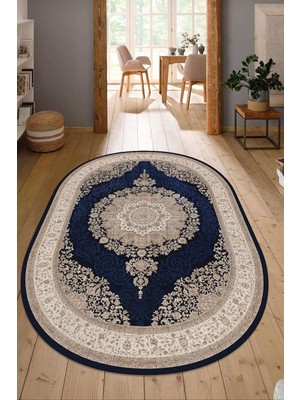 Napoli Home Dijital Baskılı Kaymaz Taban Yıkanabilir Oval Salon Halısı Mutfak Halısı Yolluk NDO-HT-996
