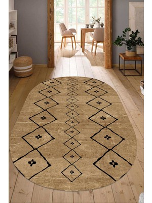 Dijital Baskılı Kaymaz Taban Yıkanabilir Oval Salon Halısı Mutfak Halısı Yolluk NDO-SD-275
