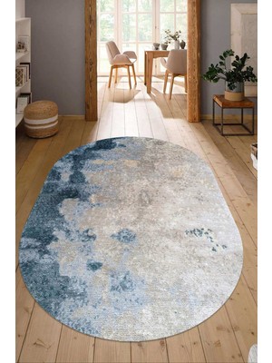 Dijital Baskılı Kaymaz Taban Yıkanabilir Oval Salon Halısı Mutfak Halısı Yolluk NDO-HY-805