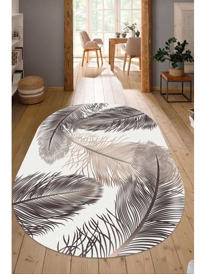 Dijital Baskılı Kaymaz Taban Yıkanabilir Oval Salon Halısı Mutfak Halısı Yolluk NDO-HY-1365