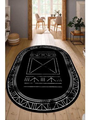 Dijital Baskılı Kaymaz Taban Yıkanabilir Oval Salon Halısı Mutfak Halısı Yolluk NDO-HY-1377