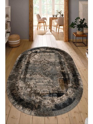 Napoli Home Dijital Baskılı Kaymaz Taban Yıkanabilir Oval Salon Halısı Mutfak Halısı Yolluk NDO-SD-280