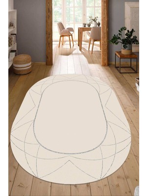 Napoli Home Dijital Baskılı Kaymaz Taban Yıkanabilir Oval Salon Halısı Mutfak Halısı Yolluk NDO-SD-441