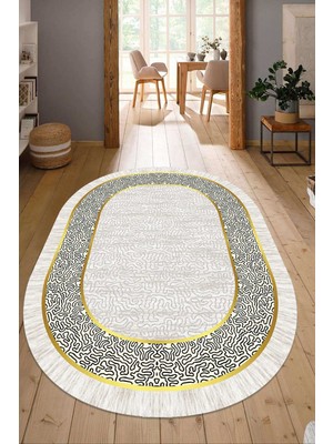 Dijital Baskılı Kaymaz Taban Yıkanabilir Oval Salon Halısı Mutfak Halısı Yolluk NDO-SD-1071