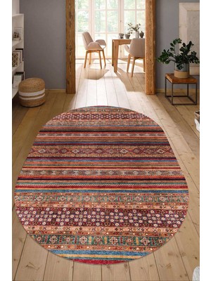 Napoli Home Dijital Baskılı Kaymaz Taban Yıkanabilir Oval Salon Halısı Mutfak Halısı Yolluk NDO-HT-649